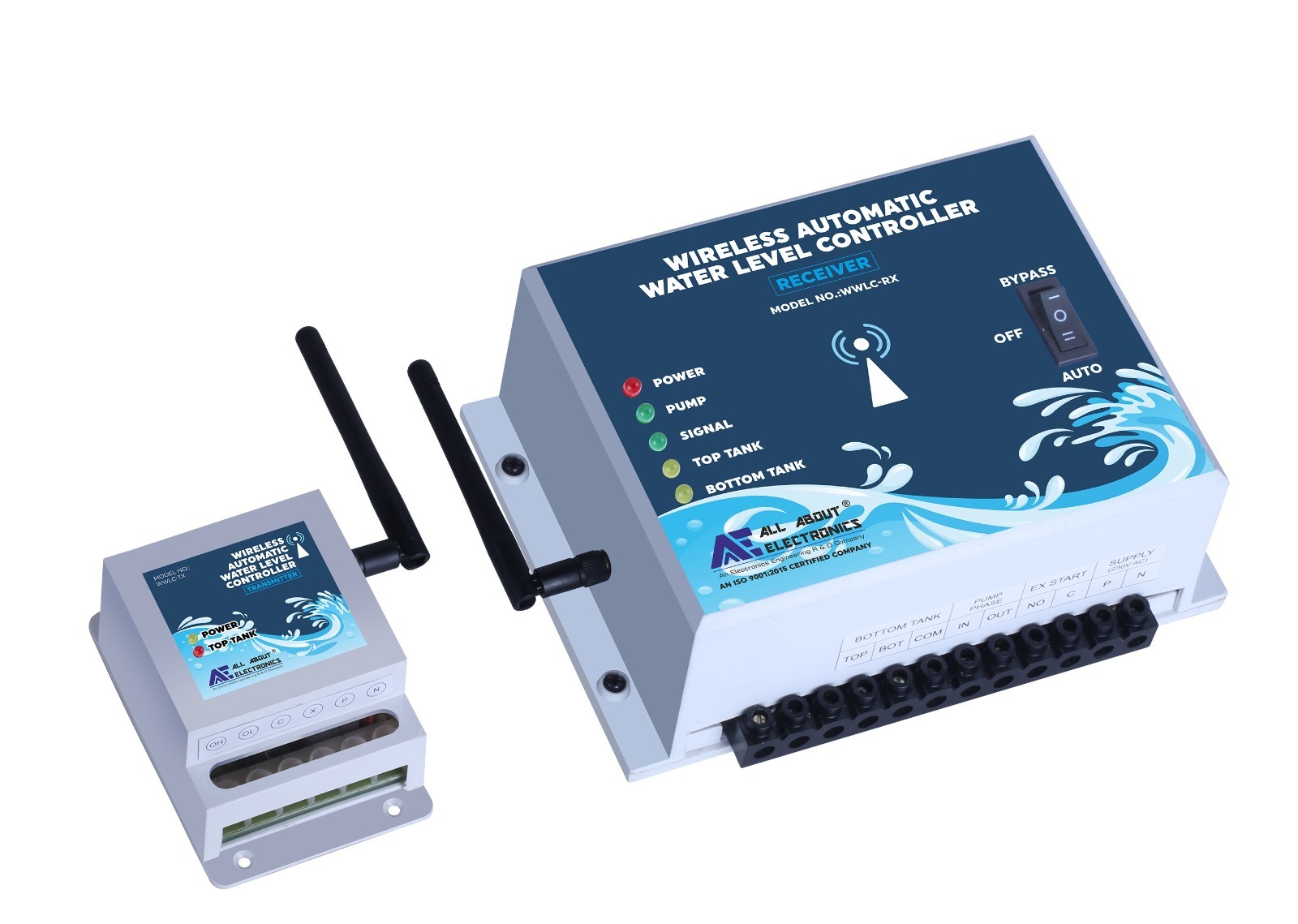 Wireless Automatic Water Level Controller Model No.WWLC-TX/RX - Single Phase